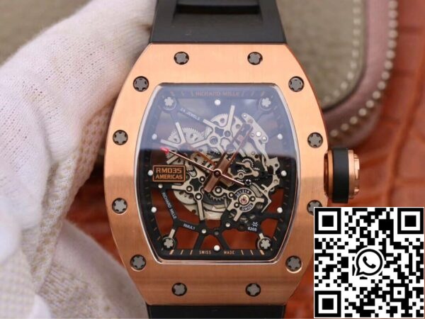 2 106 3356a2aa af85 4419 8981 893b195d1f18 Richard Mille RM035 Americas KV Factory 1:1 Best Edition rózsaarany fekete szíj