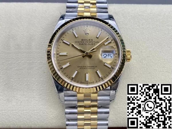 2 107 Rolex Datejust M126233-0015 1:1 Mejor Edición VS Fábrica Champagne Dial