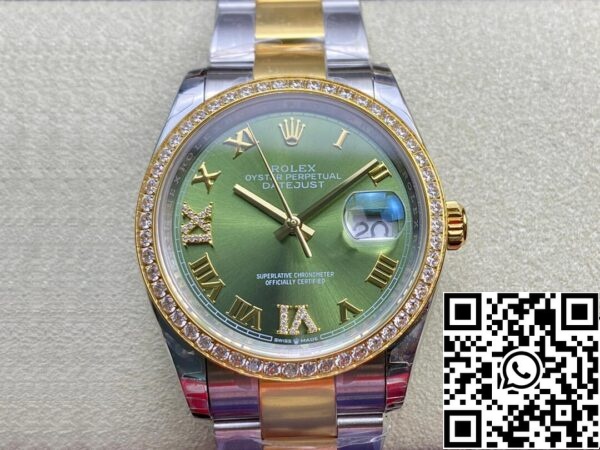 2 108 000d9e1c ee3d 466c afed d8f79a74dd7b Rolex Datejust M126283RBR-0012 1:1 Best Edition EW Factory zöld számlapja