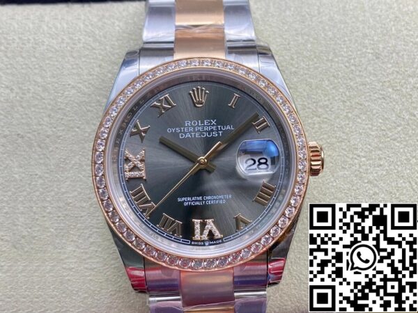 2 111 Rolex Datejust M126281RBR-0012 1:1 Best Edition EW Factory Σκούρο γκρι καντράν