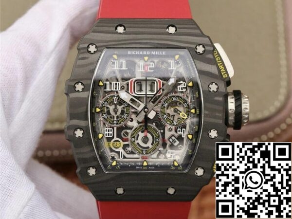 2 115 01d2ca15 08cf 40dd 9445 e090f9b6e875 Richard Mille RM11-03 1:1 Best Edition KV Factory Carbon Fiber Red Strap