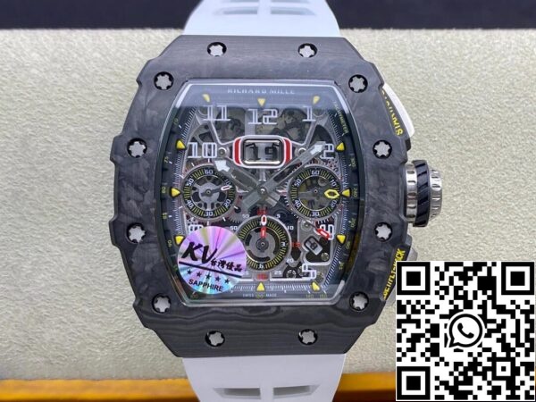 2 125 277504cf 6d46 4c10 85e0 f19b4cc57755 Richard Mille RM011-03 1:1 Best Edition KV Factory Carbon Fiber White Strap