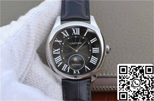 2 127 02e8cd94 eae7 4201 bc18 560575d3d987 Drive De Cartier Moonphase WGNM0009 1:1 Best Edition aço inoxidável mostrador preto