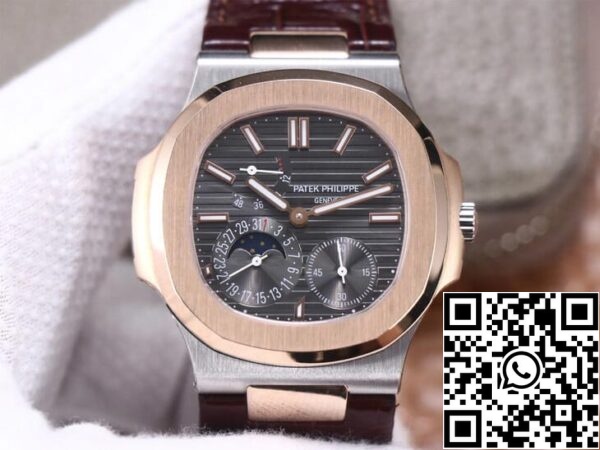 2 130 ef7ed2b7 8104 4dd4 820f c4ad1787a0fb Patek Philippe Nautilus 5712GR-001 1:1 Best Edition PF Factory Rose Gold Leather Belt