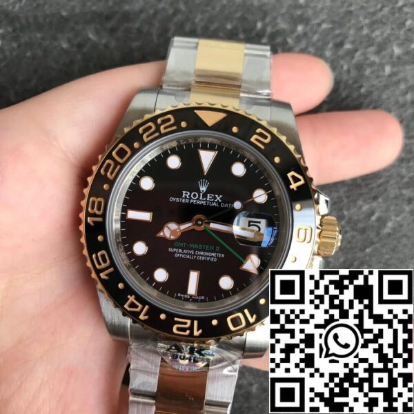 2 132 c36b90ac 3060 4b3a b0b7 e7f5d1dee49e Rolex GMT Master II 116713-LN-78203 1:1 Best Edition AR gyári fekete számlapja