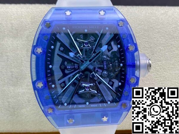 2 14 9a225576 ce2f 43e3 b9cd 6687b3868d3f Richard Mille RM12-01 1:1 Best Edition RM Factory Tourbillon zafír átlátszó változat