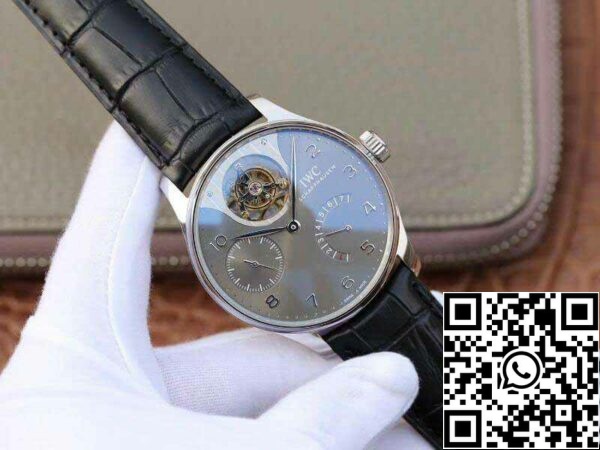 2 150 f49fb149 fd4a 4d2f ad7d 1397faea3293 IWC Portoghese IW504210 Tourbillon 1:1 Best Edition Quadrante grigio ardesia su cinturino in pelle nera Movimento svizzero ETA Tourbillon