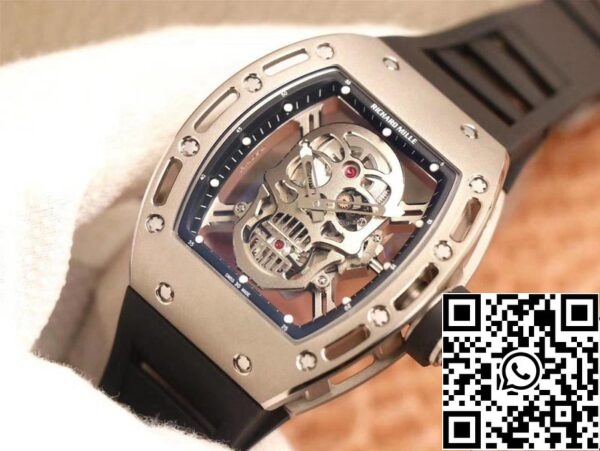 2 16 667621d0 b099 446c b341 a696691d2314 Richard Mille RM052 1:1 Best Edition ZF Factory Silver Skull Dial Swiss Movement