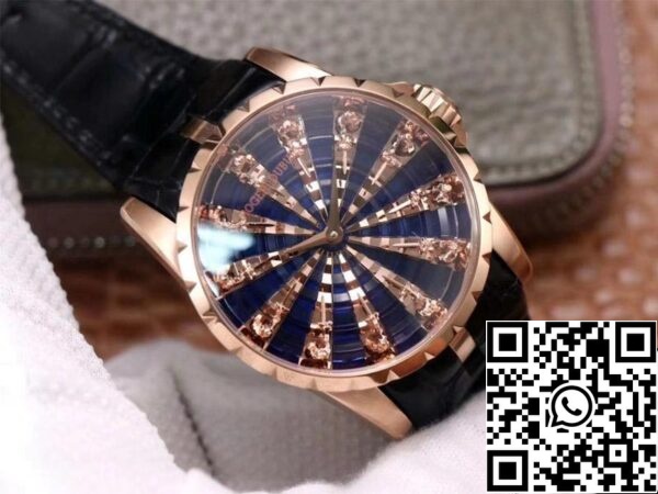 2 176 Roger Dubuis Excalibur RDDBEX0684 1:1 Best Edition ZZ Factory Rose Gold Blue Dial Swiss ETA9015