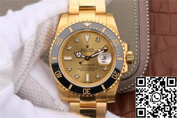 2 177 Rolex Submariner 116618 1:1 Best Edition Noob Factory V7 aranyozott gyémántokkal kirakott számlapja