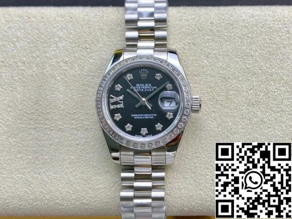 2 18 Rolex Datejust 28MM 1:1 Best Edition BP Factory Diamantbesatt Svart Urtavla