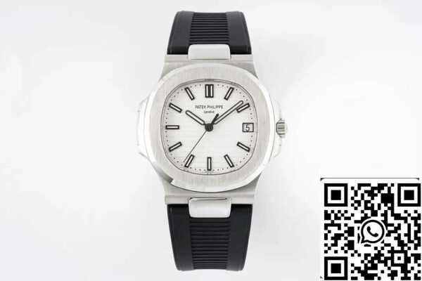 2 18 80c896c5 2cc6 4b6c 8f33 5f099ccbeea9 Patek Philippe Nautilus 5711 1:1 Best Edition PPF Factory Biała tarcza Gumowy pasek