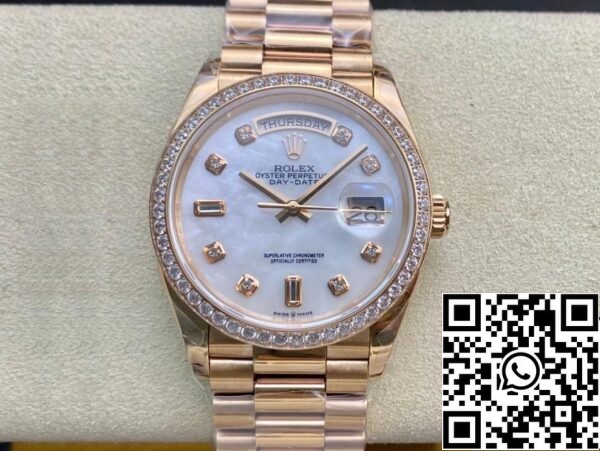 2 18 d2919583 ab63 417e a97e 012aed259a6d Rolex Day Date 128238 1:1 Best Edition EW Factory V2 Diamantbesetzte Lünette