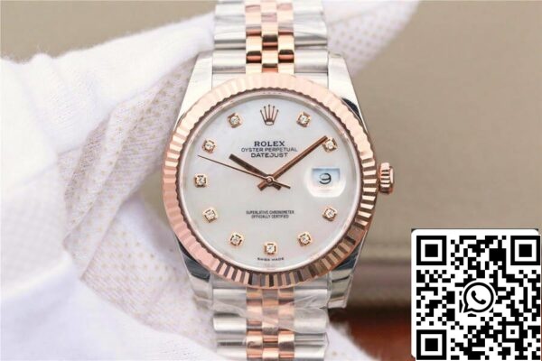 2 195 e6c5cef0 a5f6 4c19 b801 e16f8a9710f2 Rolex Datejust M126331-0014 1:1 Best Edition EW Gyári rózsaarany gyöngyház-anya-gyöngy számlap