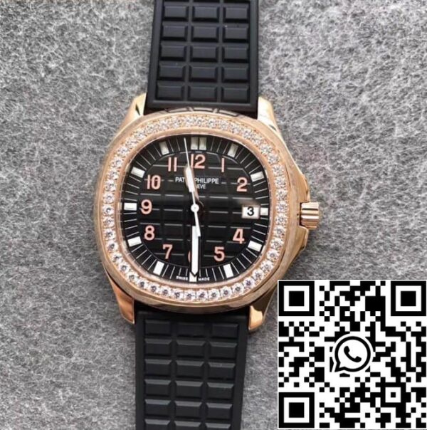 2 200 fed1a22e 37ea 4d15 aff1 65c08753231d Patek Philippe Aquanaut 1:1 Best Edition PPF Factory Diamond Rose Gold Musta kellotaulu