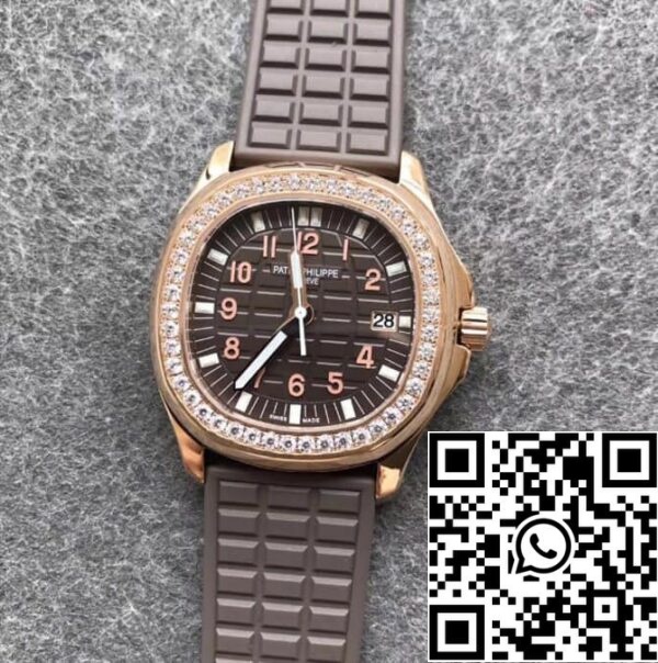 2 201 Patek Philippe Aquanaut 5068R-001 1:1 Best Edition PPF Factory Mostrador castanho em ouro rosa