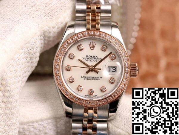 2 21 Rolex Datejust 28MM 1:1 Best Edition BP Factory diamantbesat hvid urskive