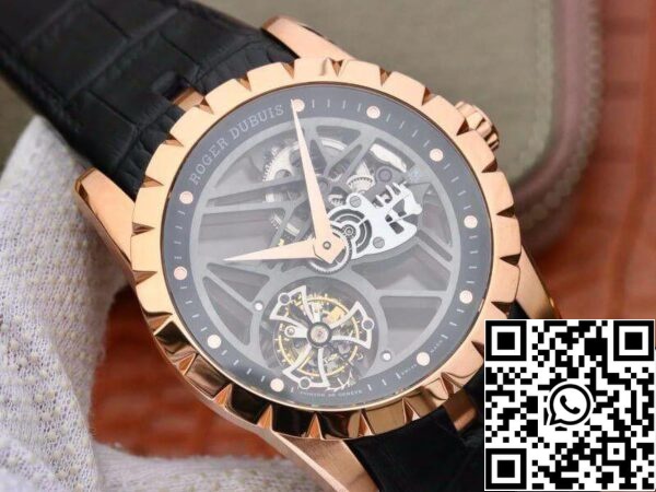 2 212 7cc6ed00 c2c5 4b6e 8cdf 3ce04279f428 Roger Dubuis Excalibur RDDBEX0392 1:1 Best Edition Swiss Tourbillon Czarny skórzany pasek