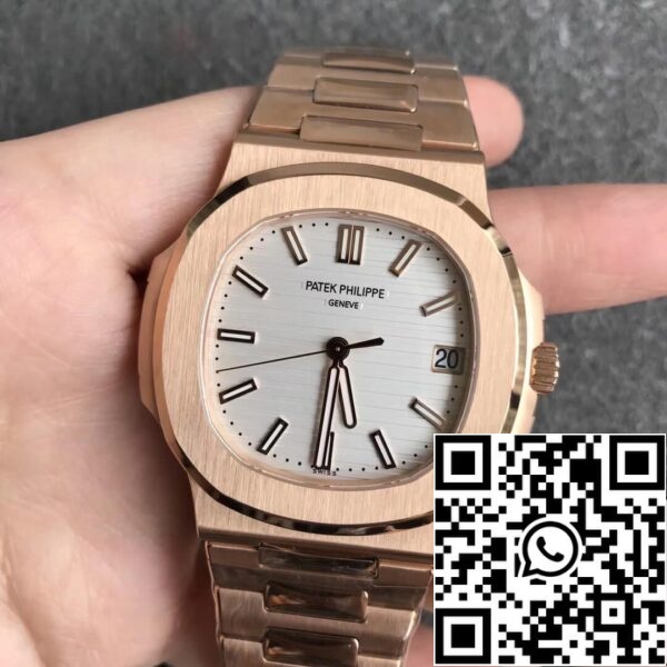 2 218 Patek Philippe Nautilus 5711/1R-001 1:1 Best Edition PPF Factory V4 Rose Gold White Dial Sveitsin ETA324