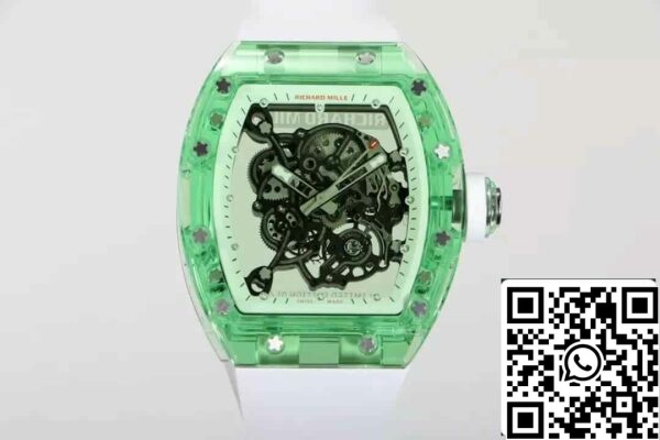 2 21 83ba48bc 3904 4d77 bf83 b8f0b11ed28f Replica Richard Mille RM055 legjobb 1:1 Edition RM Factory zöld átlátszó tokban