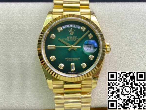 2 223 Rolex Day Date M128238-0069 1:1 Най-доброто издание EW Фабрика Зелен циферблат швейцарски ETA3255