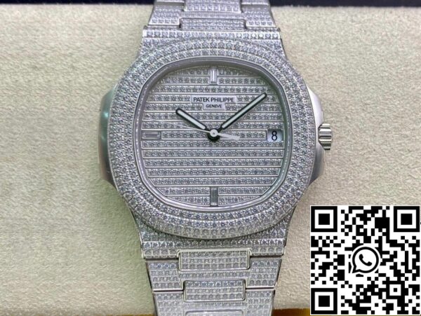 2 227 Patek Philippe Nautilus 5719/10G-010 1:1 Best Edition PPF Factory V4 Silver Diamond Swiss ETA324