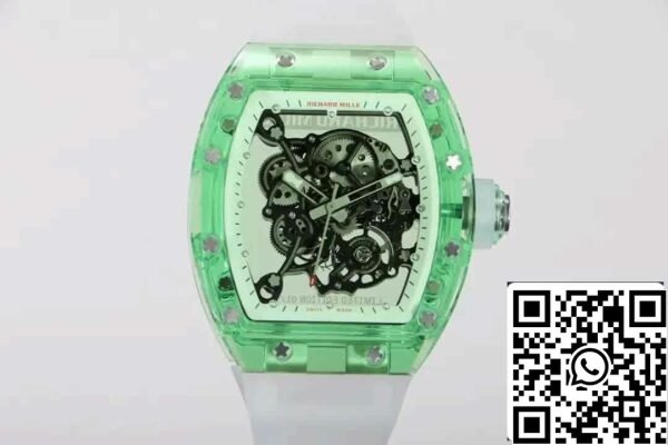 2 22 10a979e4 8064 4292 9df7 e3eb6f4c9044 Replica Richard Mille RM055 legjobb 1:1 Edition RM Factory zöld csontvázas számlapja