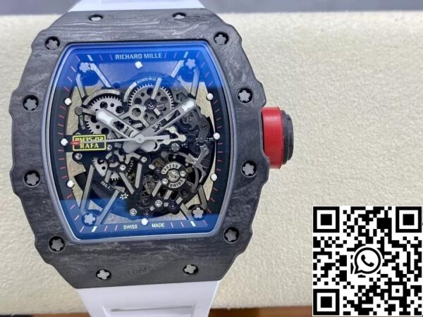 2 22 80339f6f 1f9e 419d b643 b4a9b10bf728 Richard Mille RM35-02 1:1 Best Edition T+ Factory Carbon Fiber White Strap