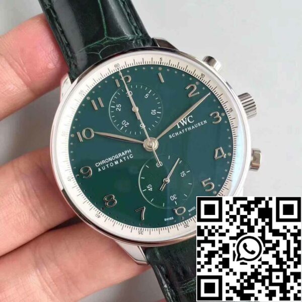 2 250 IWC Portuguese YL Factory 1:1 Най-доброто издание на швейцарската ETA69355 Зелен циферблат със сребърни маркери