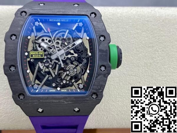 2 25 61e98941 1954 4632 b86c 01159e18fd91 Richard Mille RM35-02 1:1 Best Edition T+ Factory NTPT Carbon Fiber Purple Strap