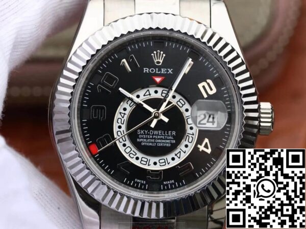 2 25 91d5c4aa ea0d 4ede 96f0 116d12f6a86a Rolex Sky Dweller 326939 Beste 1:1 Editie Noob Fabriek Zwarte wijzerplaat en Zilver