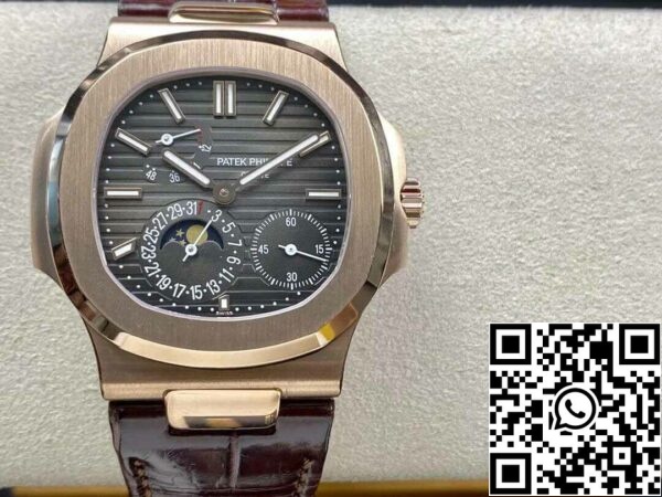 2 27 465498e2 9bbb 4626 8114 5f52868cc511 Patek Philippe Nautilus 5712 1:1 Best Edition ZF Factory Brown Leather Strap Grey dial