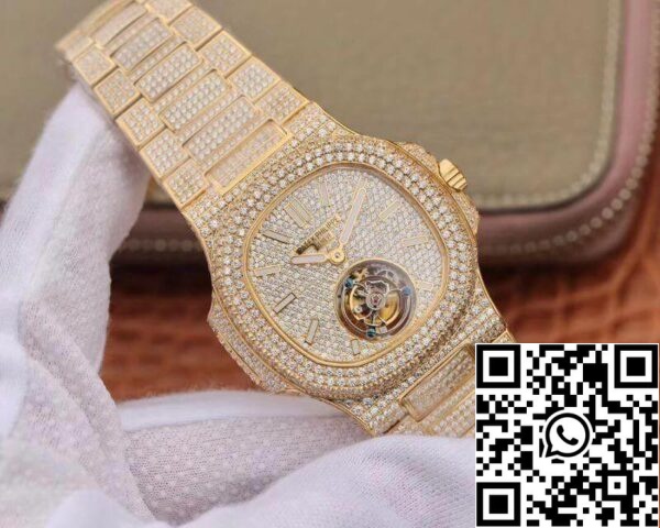 2 28 e7327577 92c1 45df 9b0a e0e9bb8e8f23 Patek Philippe Nautilus Tourbillon 18K Oro Amarillo R8 Factory 1:1 Best Edition Movimiento Tourbillon Suizo de cuerda manual