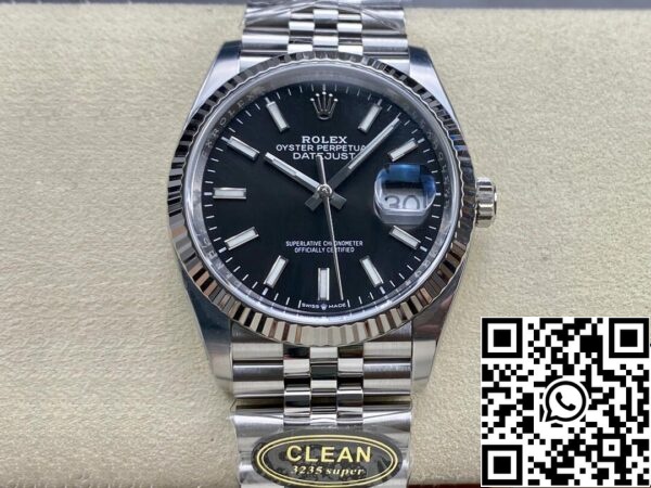 2 44 Rolex Datejust M126234-0015 36MM 1:1 Best Edition Pulito Quadrante Nero di Fabbrica