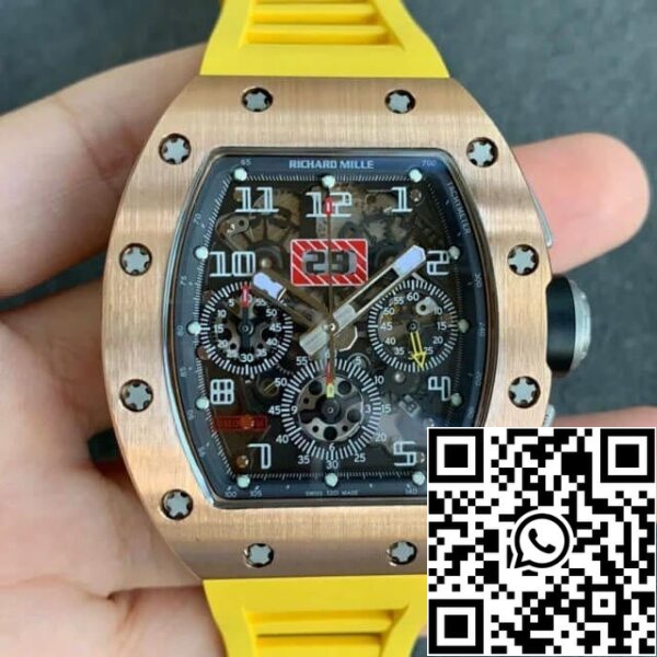 2 46 992b975b 275d 4e7b b4ac e0e2307fda8b Richard Mille RM011 1:1 Best Edition KV Factory Rose Gold Rubber Strap