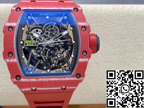 2 46 a91792d6 e12b 4a5e 9464 997a8ee1d3fe Richard Mille RM35-02 1:1 Best Edition T+ Factory Carbon Fiber Red Rubber Strap