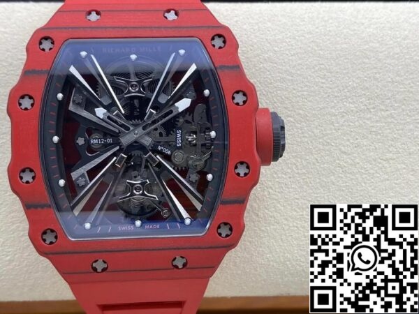 2 49 f4d2daa4 db40 460f 971d c0fdd7492c16 Richard Mille RM12-01 Tourbillon 1:1 Mejor Edición RM Factory Correa de caucho rojo