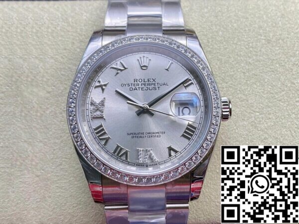 2 4 bd11ecd1 5491 4e84 af3b 4327f8cdeca3 Rolex Datejust M126284RBR-0022 1:1 Best Edition EW gyári ezüst számlapja