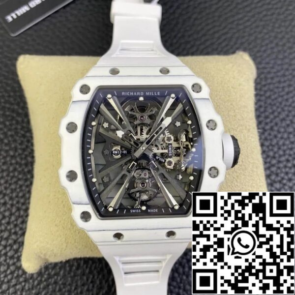 2 50 281be7f5 b809 44fb 8fc8 c4f7f20d98cd Richard Mille RM12-01 Tourbillon 1:1 Best Edition RM Factory Fehér gumiszíj