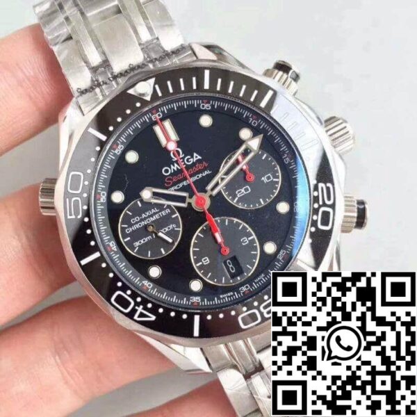 2 528 Omega Seamaster Diver 300M Chronograph 212.30.44.50.01.001 Mechanikus órák 1:1 Best Edition svájci ETA7753 fekete számlapja