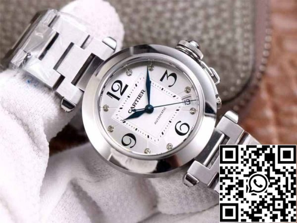 2 53 7c40ddeb f2cd 47dc b626 3e1edcdf280f Cartier Pasha W31073M7 1:1 Best Edition V9 Factory Silver Dial Swiss Cal.049