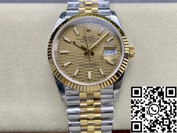 2 55 Rolex Datejust M126233-0039 36MM 1:1 Paras painos VS Factory Gold Dial