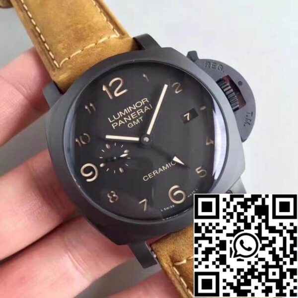 2 599 Panerai Luminor PAM441 VS Factory Ceramic Case 1:1 Best Edition Swiss ETA P9001 Brown Leather Strap