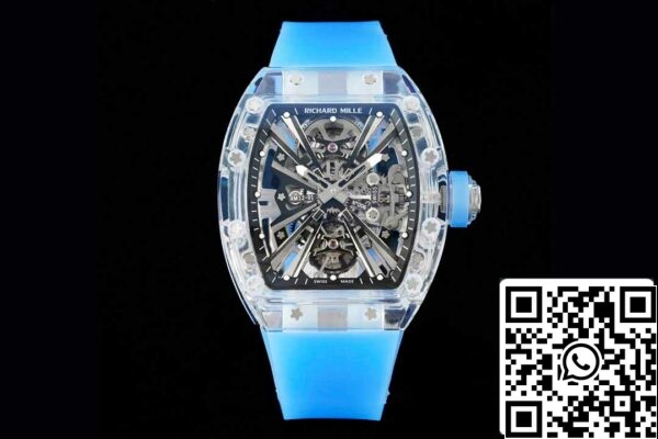 2 59 23a5c4a8 dc50 4a73 99b0 6077b5f1c339 Richard Mille RM12-01 1:1 Best Edition RM Factory Tourbillon átlátszó változat kék szíjjal