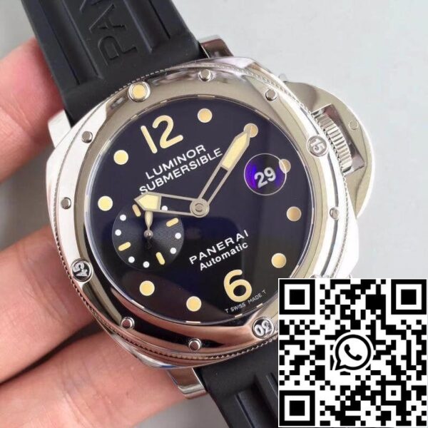 2 611 Panerai Luminor Sumergible PAM024 Relojes Mecánicos 1:1 Mejor Edición suiza ETA7750 Esfera negra superluminosa