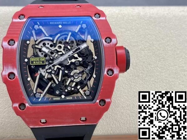 2 61 eec9edfc 98e2 4905 9b1e 49a77b86aeca Richard Mille RM35-02 1:1 Meilleure édition T+ Boîtier en fibre de carbone NTPT rouge d'usine Bracelet noir