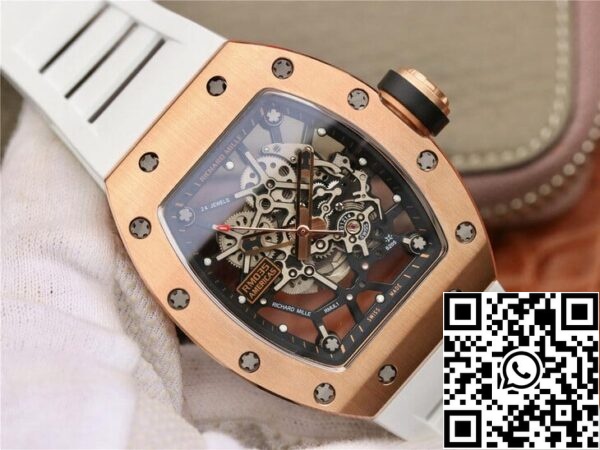 2 64 a91eaf24 9d35 474d a4cd 0a4c142461e3 Richard Mille RM035 Americas KV Factory 1:1 Best Edition Ouro rosa Bracelete branca