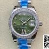 2 67 Rolex Datejust 28MM 1:1 Best Edition BP Factory Diamantinfattad grön urtavla