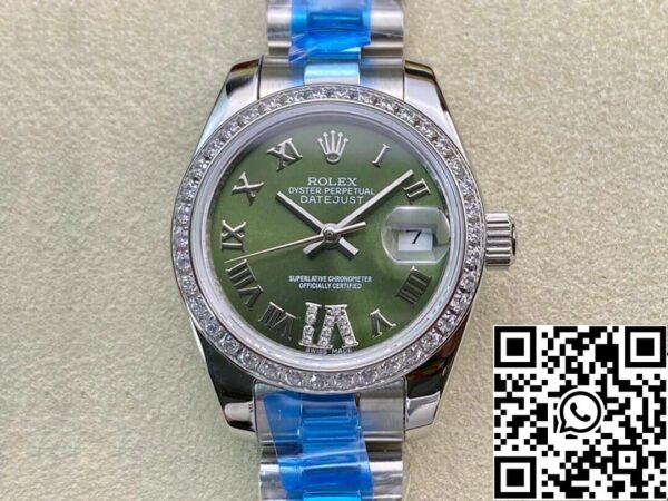 2 67 Rolex Datejust 28MM 1:1 Best Edition BP gyári gyémántokkal kirakott zöld számlap