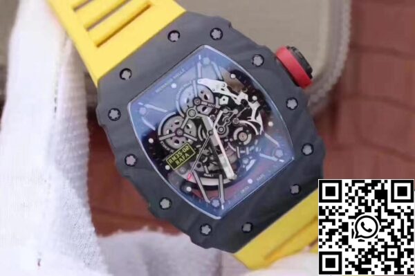 2 680 Richard Mille RM35-02 KV Factory 1:1 Best Edition Swiss ETA8215 Yellow Rubber Strap